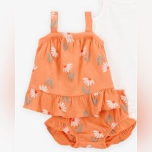 Carter's Orange Floral Diaper Cover Set
